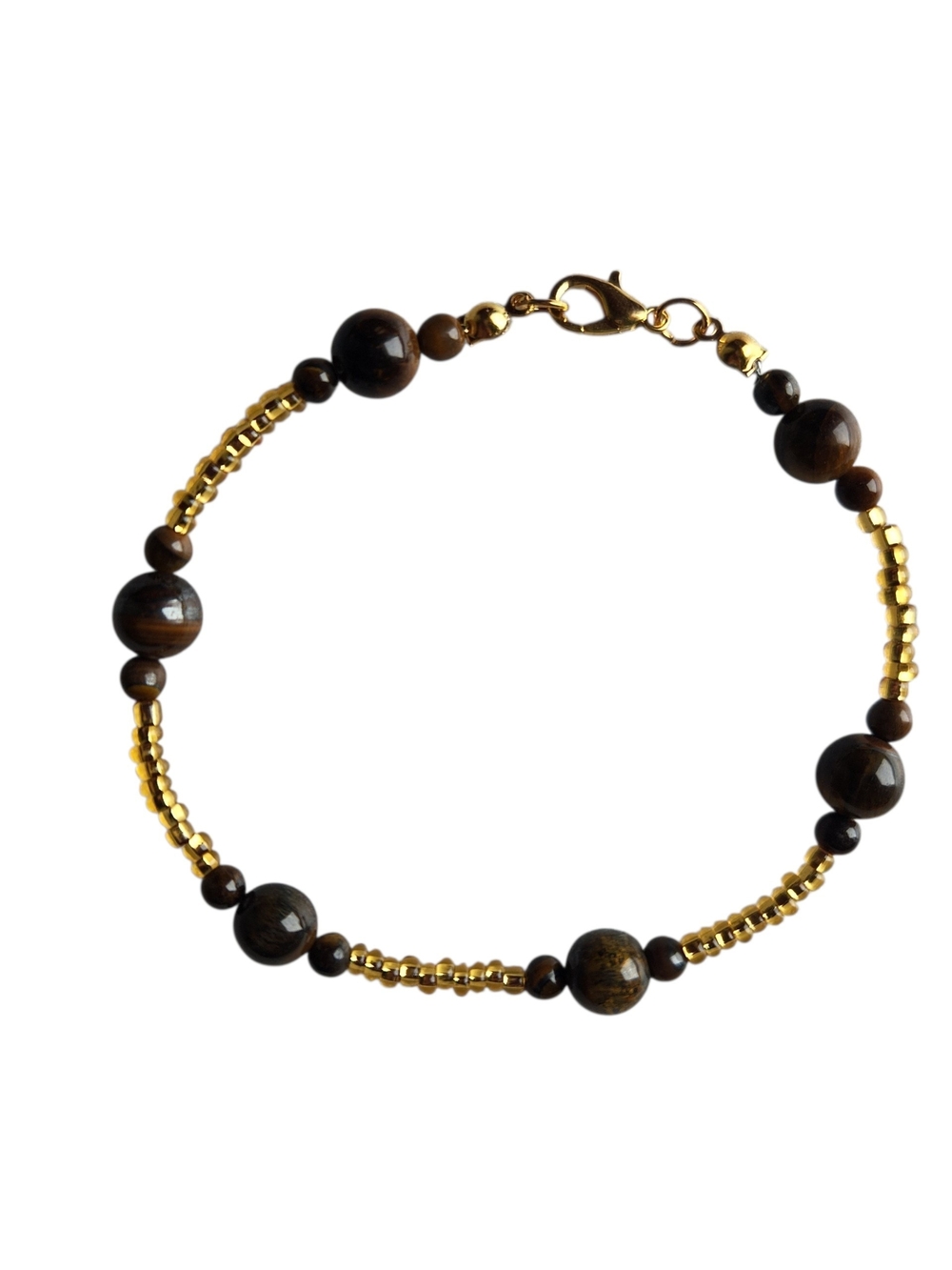 Tigers Eye & Gold Beaded Women's Bracelet